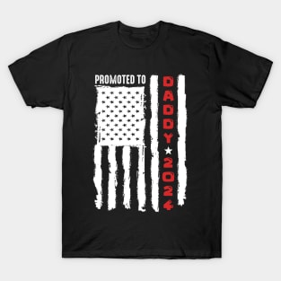 Patriotic Mens Promoted To Daddy Est 2024 First Time Dad T-Shirt